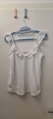 Springfield Top Weiss Mit Lochmuster Gr.M 1x Getragen  - Bild 1 von 2