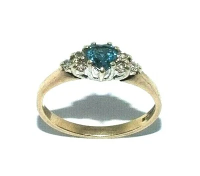 Mujer / Mujer 9ct Anillo Oro Amarillo Set con Un Topacio Y Diamantes, GB Talla M - Imagen 1 de 4