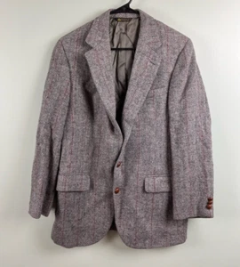 VTG Harris Tweed Grey Herringbone Stripe Wool Blazer Sport Coat Mens M USA Union - Picture 1 of 13