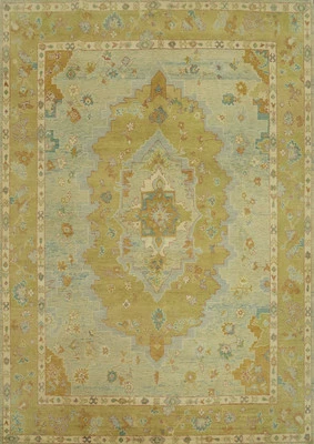 Handmade Transitional Oushak Turkish Area Rug 8x10 Ft Vegetable Dye Wool Carpet - Image 1 of 4