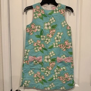 Lilly Pulitzer Girls Nina Tootie Shift Dress Size 14 Floral Butterfly Multicolor - Picture 1 of 7