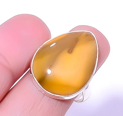 Yellow Mookaite - Australia 925 Sterling Silver Jewelry Ring s.9 T949 A343 - Image 1 of 4