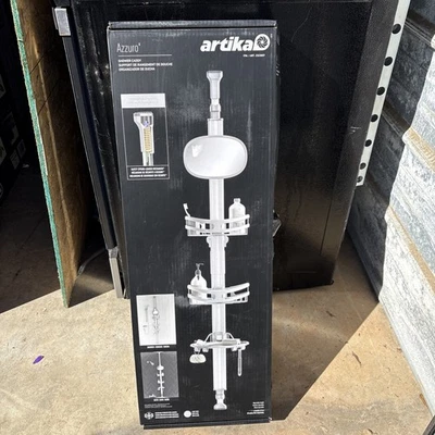 Artika SC-AZ3-C1 Azzuro Standing Modern Shower Caddy Silver w/ Mirror NOB - Image 1 of 2