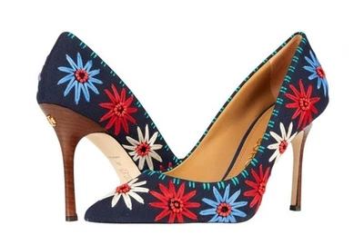 Tory Burch Penelope Pumps Multicolored Floral Beaded Artsy High Heels sz 9 - Image 1 of 4