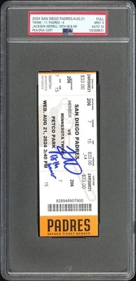 Jackson Merrill Signed 18th Home Run Ticket Stub 8/21/24 Autographed PSA 9/10 - Image 1 of 2