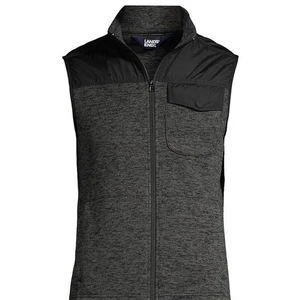 NEW Lands End Mens Hybrid Sweater Fleece Vest Dark Charcoal Heather Large 42-44 - Picture 1 of 8