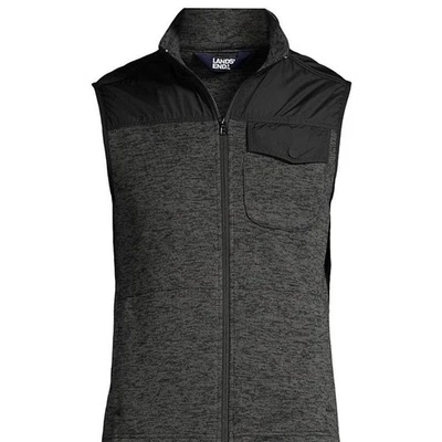 NEW Lands End Mens Hybrid Sweater Fleece Vest Dark Charcoal Heather Large 42-44 - Image 1 of 4