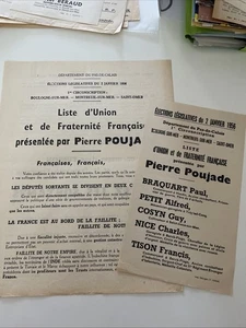 Tract Profession de Foi Législatives 1956 Boulogne / Mer Pas De Calais Poujade - Picture 1 of 1