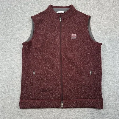 Peter Millar Sweater Vest Mens Large Cinnamon Crown Fleece Full Zip Del Mar Golf - Image 1 of 4