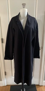 Chaqueta Plumero Larga Negra Basic Threads Santa Monica Mezcla Algodón Lagenlook -Talla L - Imagen 1 de 14