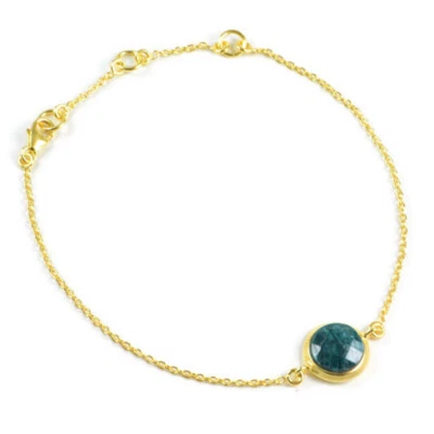 Birthstone Bracelet May Semi-Precious Stone Emerald 925 Sterling Silver with-... - Image 1 of 4