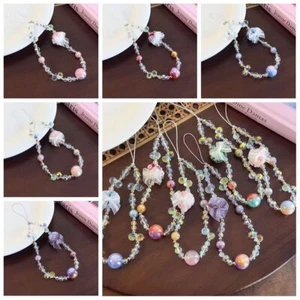 Short Bow Phone Case Lanyard Colorful Ball Beaded Phone Strap DIY Decor - Zdjęcie 1 z 18