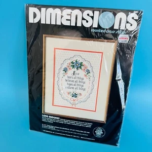 DIMENSIONS Love Endures 1984 9x12 Vintage Counted Cross Stitch Kit #3581 *NIP* - Picture 1 of 10
