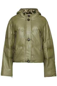 MUUBAA LONDON QUILTED LEATHER HOODED JACKET PUFFER SIZE UK 16 NWT - Picture 1 of 12