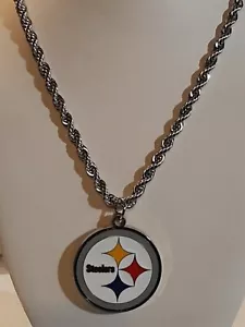 "COLLAR DE CADENA DE CUERDA DE 5 MM PITTSBURGH STEELERS Dije Colgante / 30" ACERO INOXIDABLE - Imagen 1 de 6