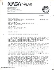 Space Press (1987/06) NASA "10th Planet May Exist" (87-105) Q - Bild 1 von 1