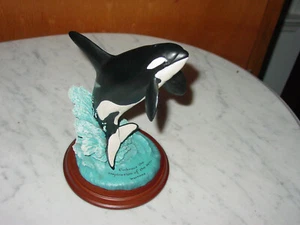 2002 Wyland Killer Whale By Encore "Northern Mist" Figurine - Picture 1 of 4