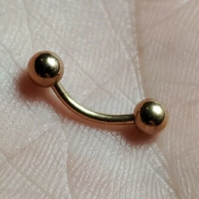 Rose Gold Color Curved Barbell 4mm balls 18g 16g 14g 6mm 8mm 10mm  USA Fast Ship - Image 1 of 3