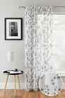 Delila Luxury Black White Floral Voile Curtain Panel Semi Transparent Slot Top