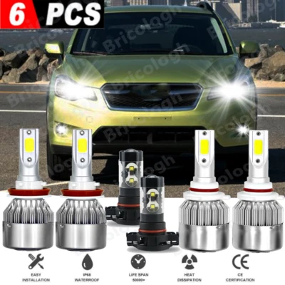 Combo de 6 faros LED altos bajos antiniebla para Subaru XV Crosstrek 2014 2013 Foto 1 de 4