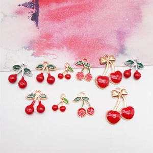 20pcs Mixed Lot Red Enamel Cherry Charm Metal for Pendant Earring Keychain DIY - Picture 1 of 8
