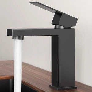 Black Bathroom Faucet Single Handle Type Bathroom Sink Faucet Stainless Steel Fa - Picture 1 of 9