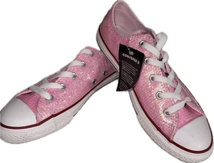Converse All Star CTAS OX Pink Glitter Girls Size 3 Junior (663628C) - Picture 1 of 5