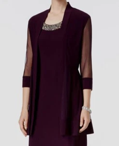 R&M Richards Women's Purple Illusion Duster Jacket Petite Size 4P - Picture 1 of 2