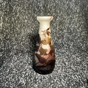 Antike Emile Galle Kamee Glas Blumenvase - Bild 1 von 13