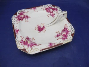 ANTIQUE LEMON OR CONDIMENT DISH W FINGER HANDLE HAND PAINTED JAPAN - Picture 1 of 5