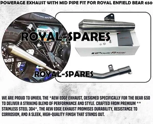 "POWERAGE EXHAUST WITH MID PIPE" FIT FOR ROYAL ENFIELD BEAR 650 - Picture 1 of 22