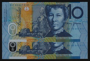 Ten Dollars $10 Australian Banknote 1993 R316a consecutive pair - Picture 1 of 2