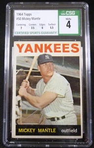 1964 Topps Mickey Mantle vintage card #50 CSG Grade 4 VG/EX good subgrades - Picture 1 of 3