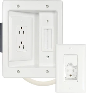 Sanus - In-Wall Cable Concealer Recessed Power Kit for Mounted TVs - White - Photo 1/13