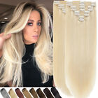 #White Clip In Double Weft 170g+ 100% Human Hair Extensions Remy Real 20 22 24