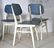 3 Küchenstühle Esstisch-Stühle blau/weiss 60s Jahre chair Kunststoffbezüge