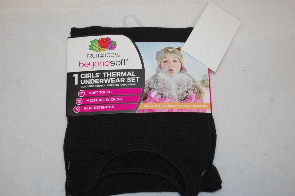 Girls BLACK THERMAL UNDERWEAR SET Long Johns L/S SHIRT Pants XS S M L XL XXL - Image 1 of 1