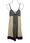 Ousoleil Gray Yellow V-Neck Sleeveless Side Zip Hippie A-line Dress 36/4 US