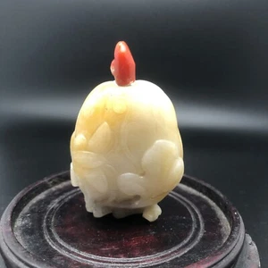 Antique Chinese White Hetian Jade carved Snuff Bottle with Coral Stopper 和田籽料 - Picture 1 of 10