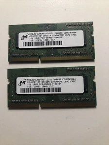 Micron 2GB RAM Kit 2x1GB DDR3 Memory PC3-8500 1066Mhz SODIMM Mt8jsf12864hz-1g1D1 - Picture 1 of 2
