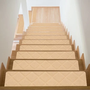 15Pack Rutschfeste Stufenmatten Treppenstufen Innenläufer Teppich Matte Beige - Picture 1 of 6