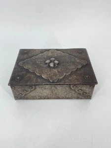 * JUGENDSTIL SCHMUCK SCHATULLE BOX METALL HOLZ HANDARBEIT ANTIK VINTAGE - Bild 1 von 17