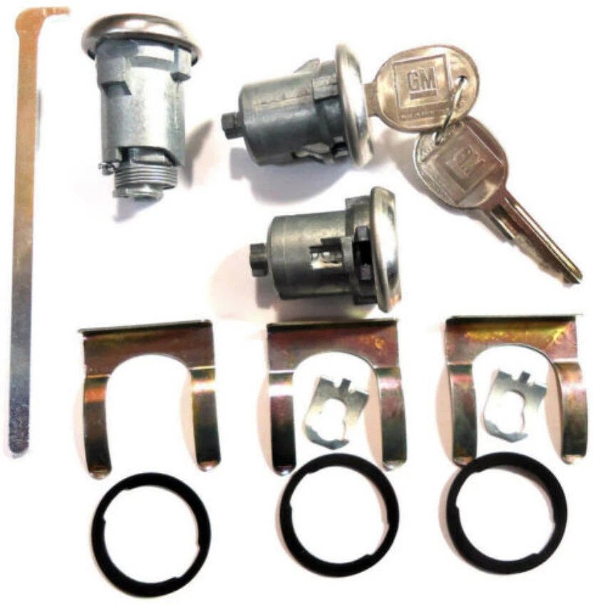 New GM OEM Chrome Doors/Trunk Lock Key Cylinder Set With Keys To Match - Image 1 of 1