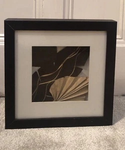 Beautiful brown cream leaf print in wooden/glass frame home decor - Picture 1 of 5