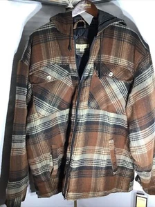 MEN'S FLANNEL HOODIE JACKET. QUILTED LINED INSULATED SHIRT Size XL - Picture 1 of 12