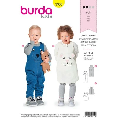 Burda Kids, Suspender Pants & Pinafore Apron-Skirt 9330 Size US (6M - 3) - Image 1 of 3