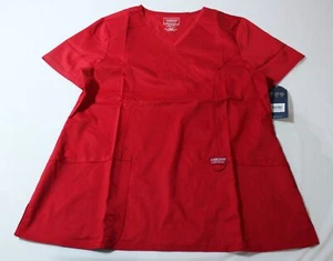 Cherokee Workwear Women's Mock Wrap Relaxed Fit Solid Scrub Top JW7 Red Large - Picture 1 of 3
