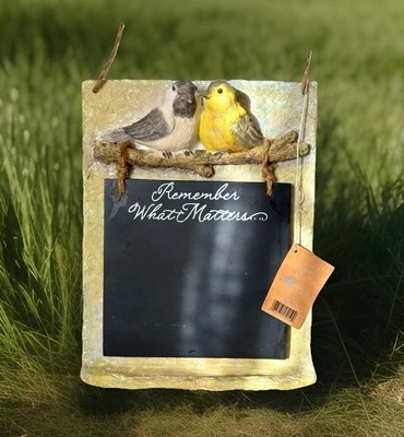 Garden Hanging Chalkboard Wall Decor 3D Birds on Branch 10x8 inch - Image 1 of 4