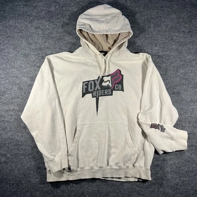 Fox Racing 连帽衫运动衫男式 XL 白色图形越野 MX 复古 Y2K 垃圾摇滚 — 第 1/4 张图片