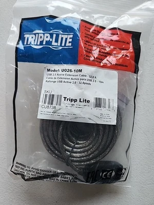 Tripp Lite Model U026-10M 32.8 Foot USB 2.0 Active Extension Cable.  - Image 1 of 4